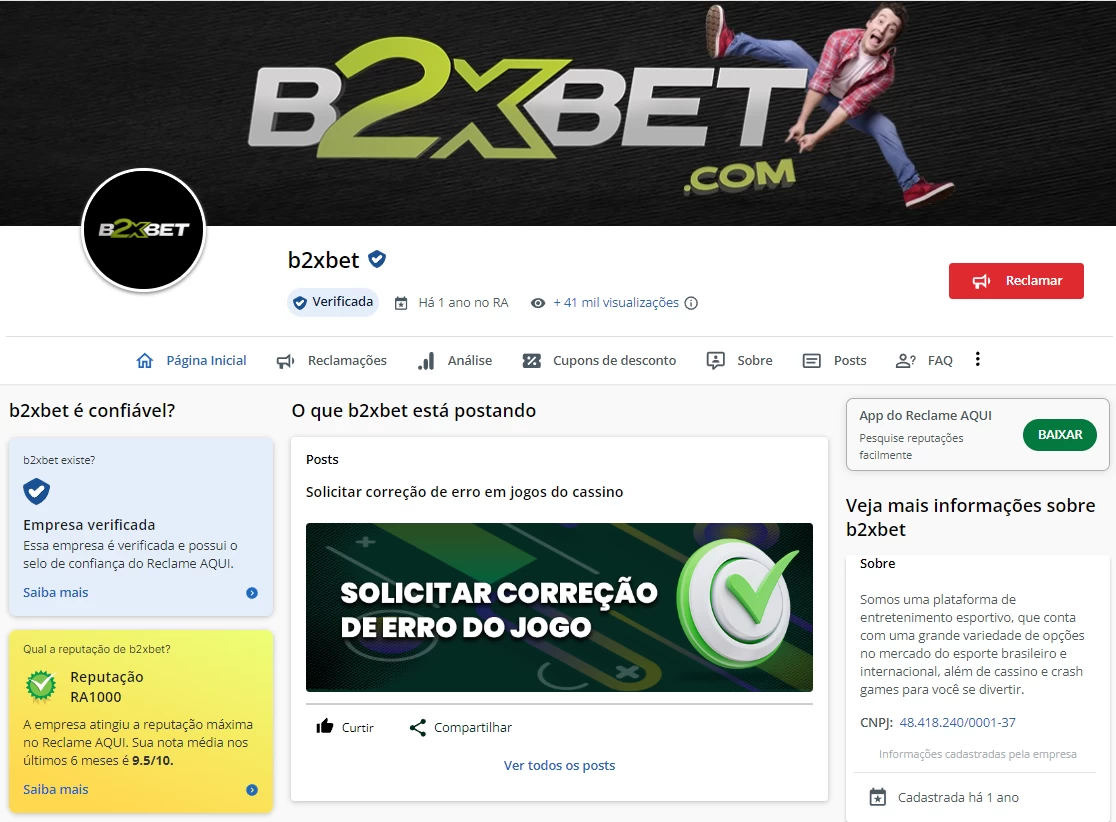 Página B2XBET reclame aqui